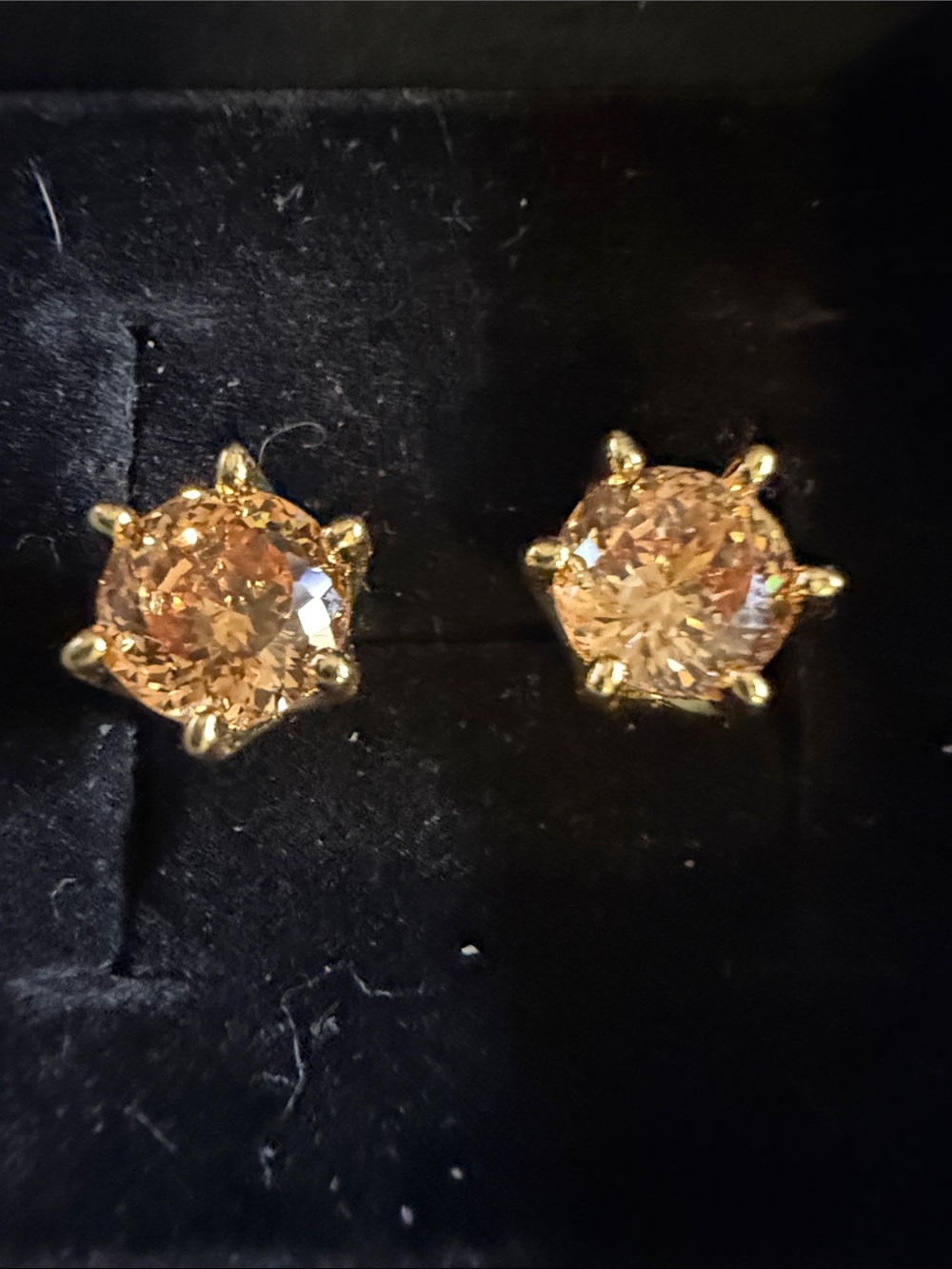 Large Citrine 3/8” Gold Plated 925 Sterling Silver Stud Earrings